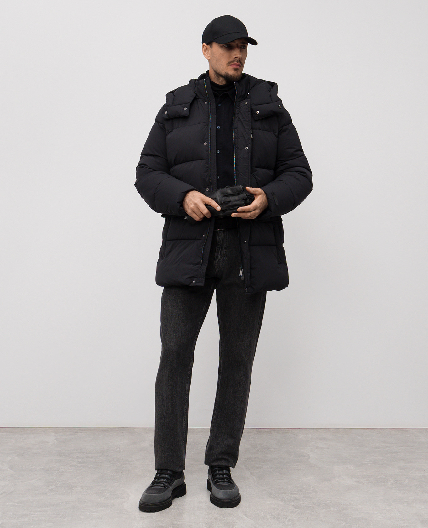 

Black quilted jacket with logo Trussardi