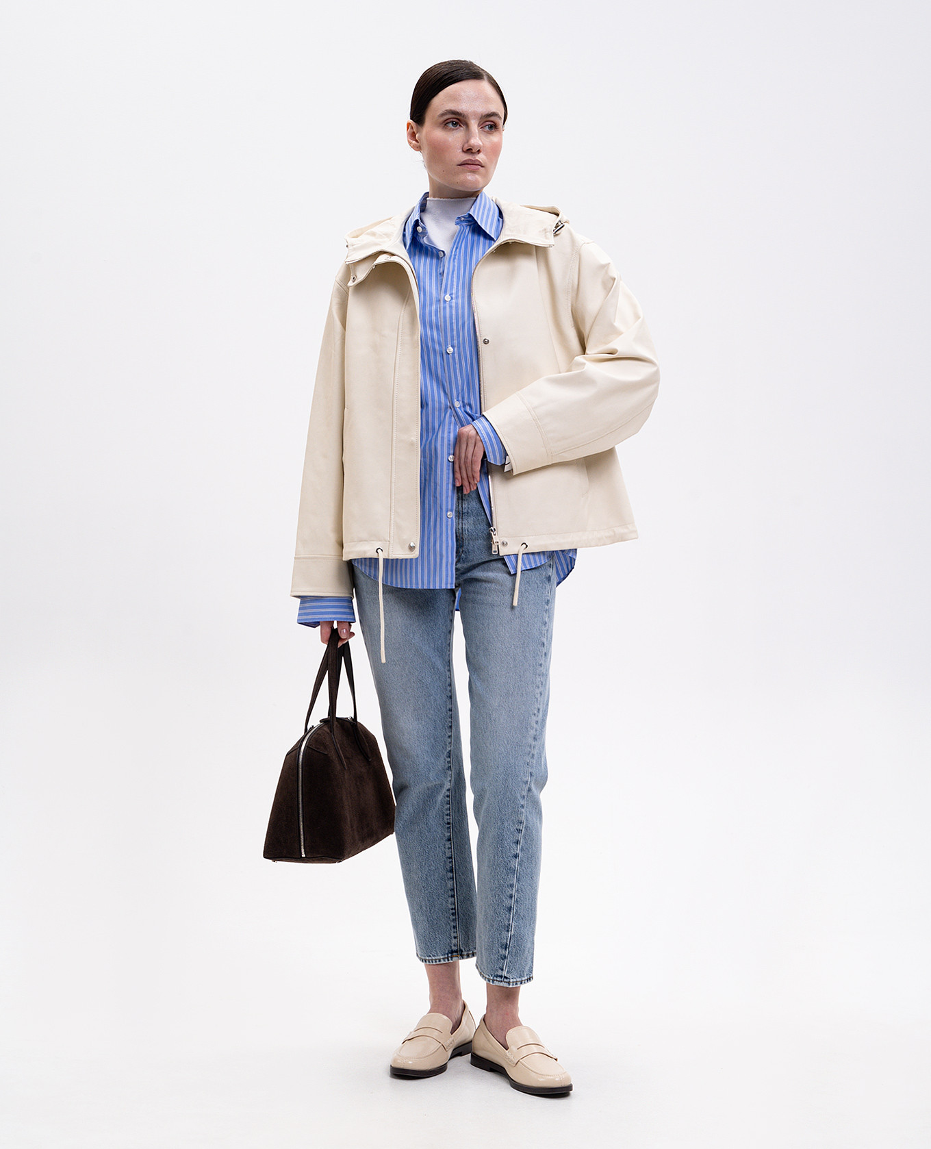 Ivory leather jacket Yves Salomon Army 2