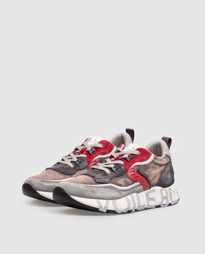 Voile Blanche CLUB01 vintage-effect combination sneakers 2017465130B01