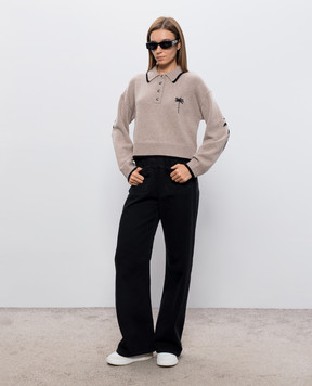 Palm Angels Beige wool and cashmere polo shirt PAWH1001KN001