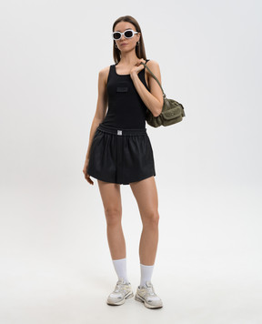 Maison Margiela MM6 Black shorts with logo patch S52MU0134M35740