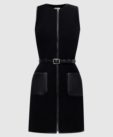 Black ribbed Viretta mini dress