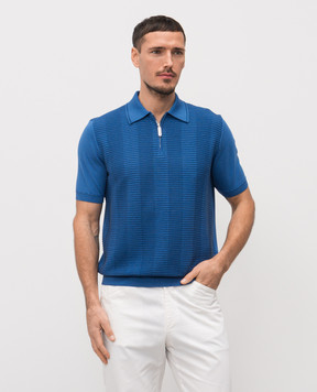 Stefano Ricci Blue polo with silk K818104P31F26170