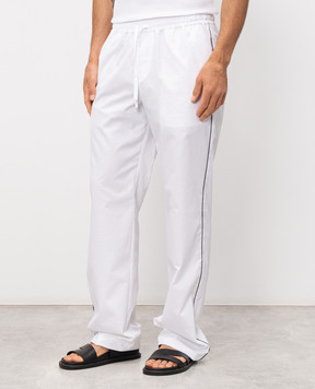 Dolce&Gabbana White pants with a woven pattern in pajama style GVRMATFU5YX