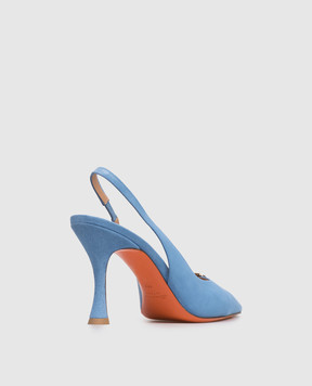 Santoni Blue suede slingbacks with buckle WDBH72106HA2NHZW