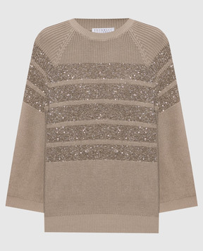 Brunello Cucinelli Brown sweater with a striped pattern M58734710P