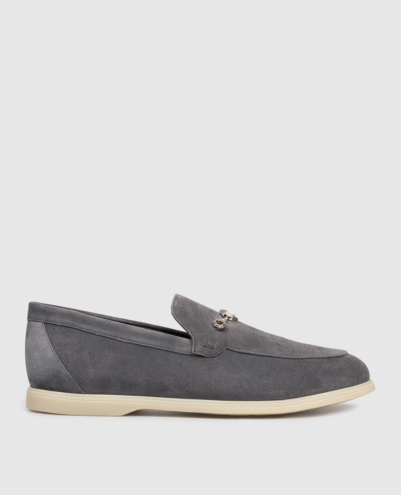 

Grey suede loafers with eagle head emblem Stefano Ricci