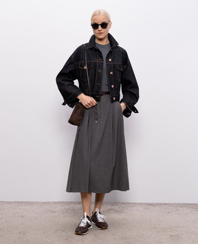 Brunello Cucinelli Gray longsleeve with monil chain MPTC8BJ300