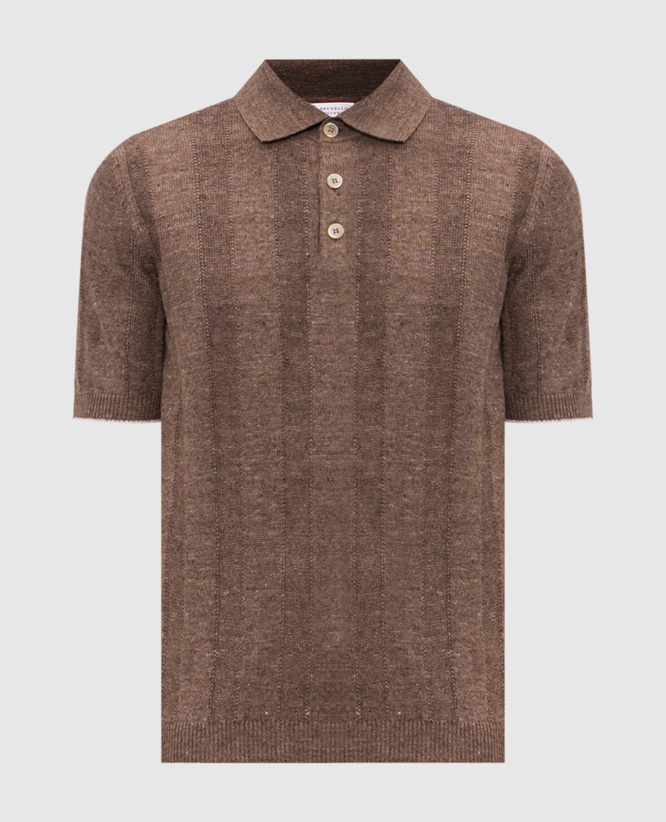 

Brown polo with linen Brunello Cucinelli