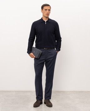 Stefano Ricci Blue cashmere and silk polo shirt K606428P30F26316