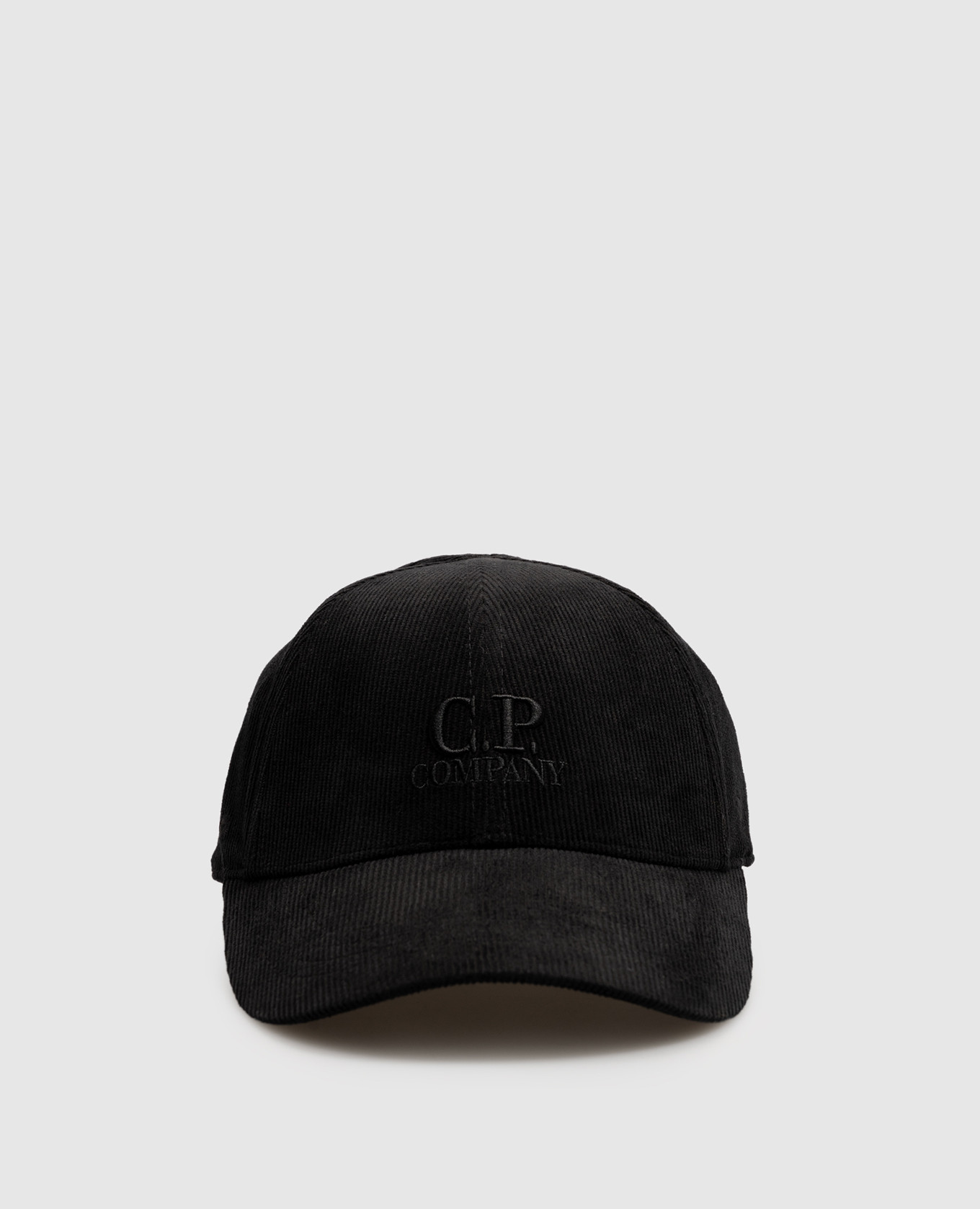Children's black velvet cap with logo embroidery
