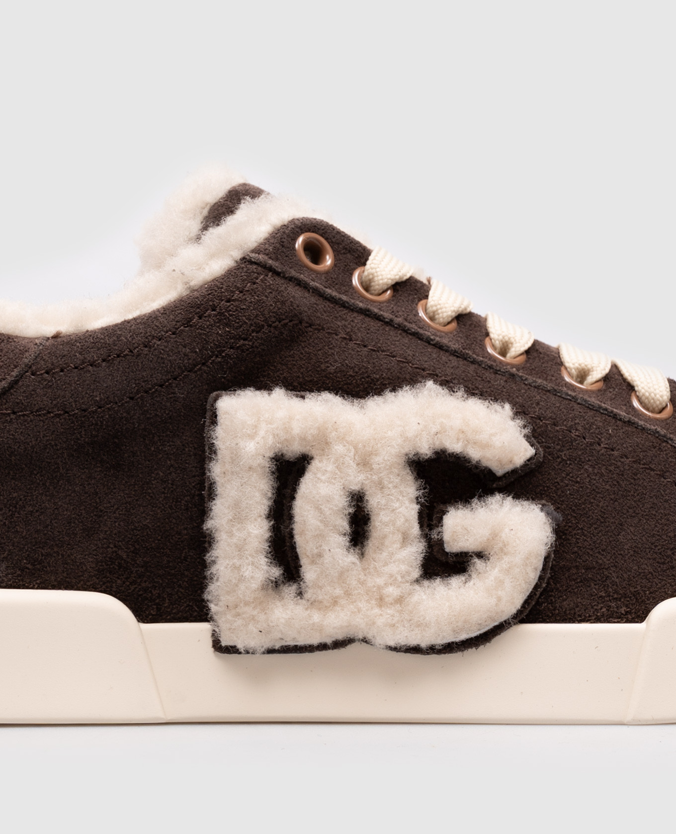 

Brown suede Portofino sneakers with fur Dolce&Gabbana