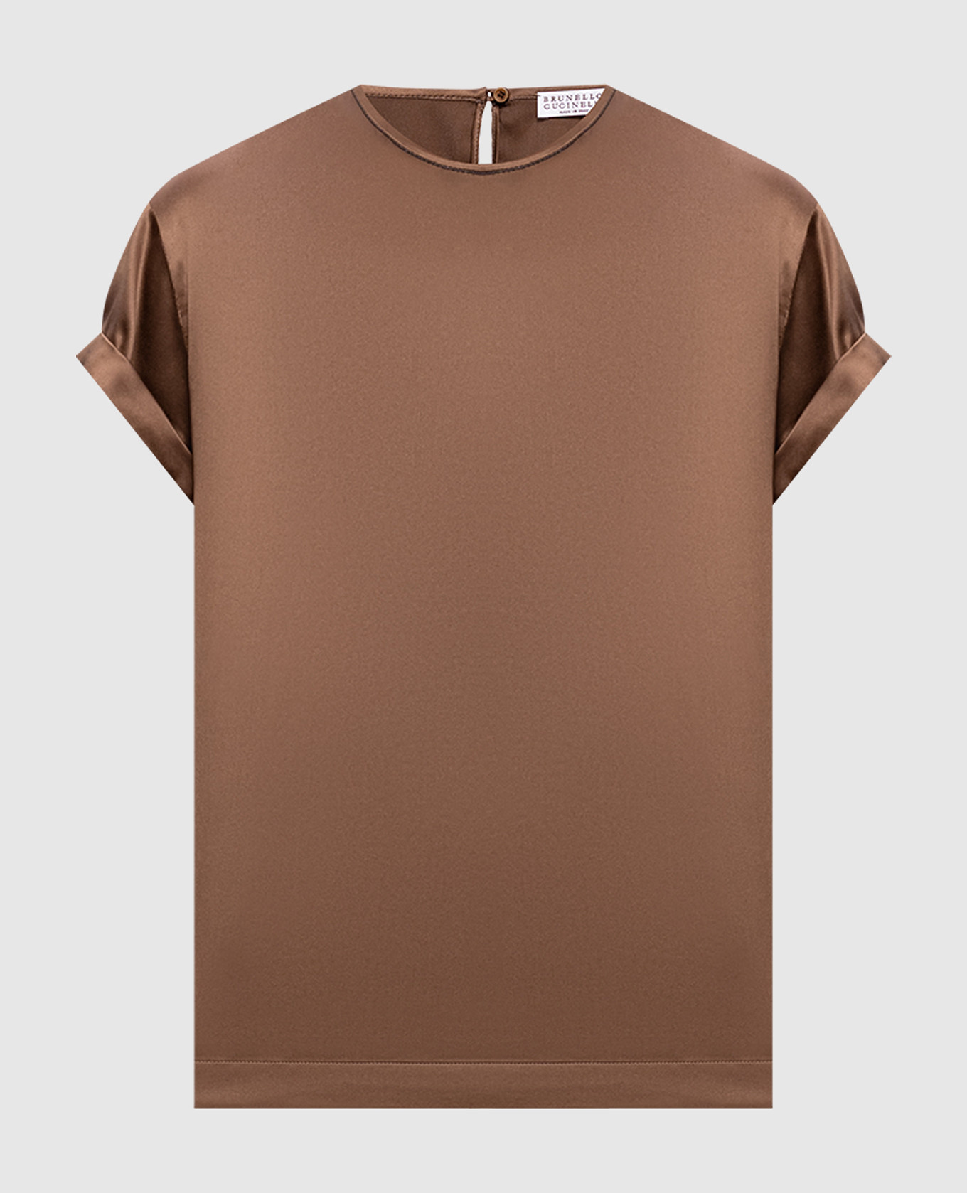 Brown silk blouse with lapels