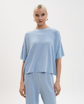 Fabiana Filippi Blue T-shirt with lurex MAD276F485M220