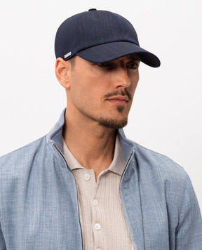 Enrico Mandelli Blue wool, silk and linen cap CAP4016020