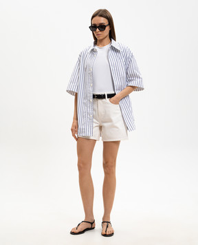 Ami Paris White striped shirt with emblem USH809CO0220