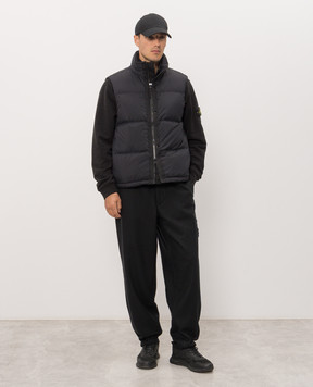 Stone Island Black down vest with logo patch L2S15G100004S0483