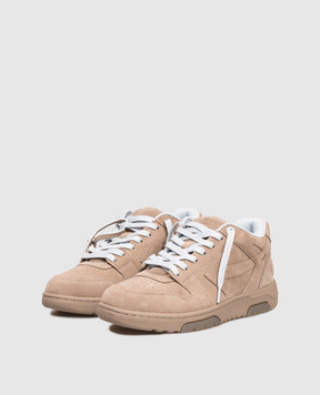 Off-White Out Of Office brown suede sneakers with logo OMIA189F25LEA009