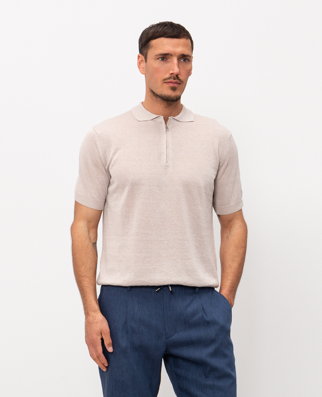 

Beige polo with linen Cashmere&Whiskey