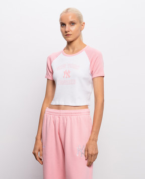 Sporty & Rich Yankees Arch Baby White Cropped T-Shirt TO1391718694WH099