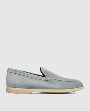 Stefano Ricci Blue suede loafers with emblem UC64G2287SDP