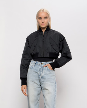 Balenciaga Black cropped bomber jacket A0029MTTO29
