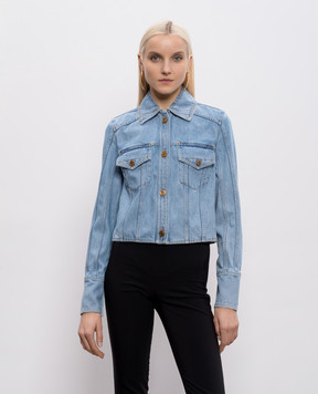 Balmain Blue cropped denim jacket GF1TC215DG11