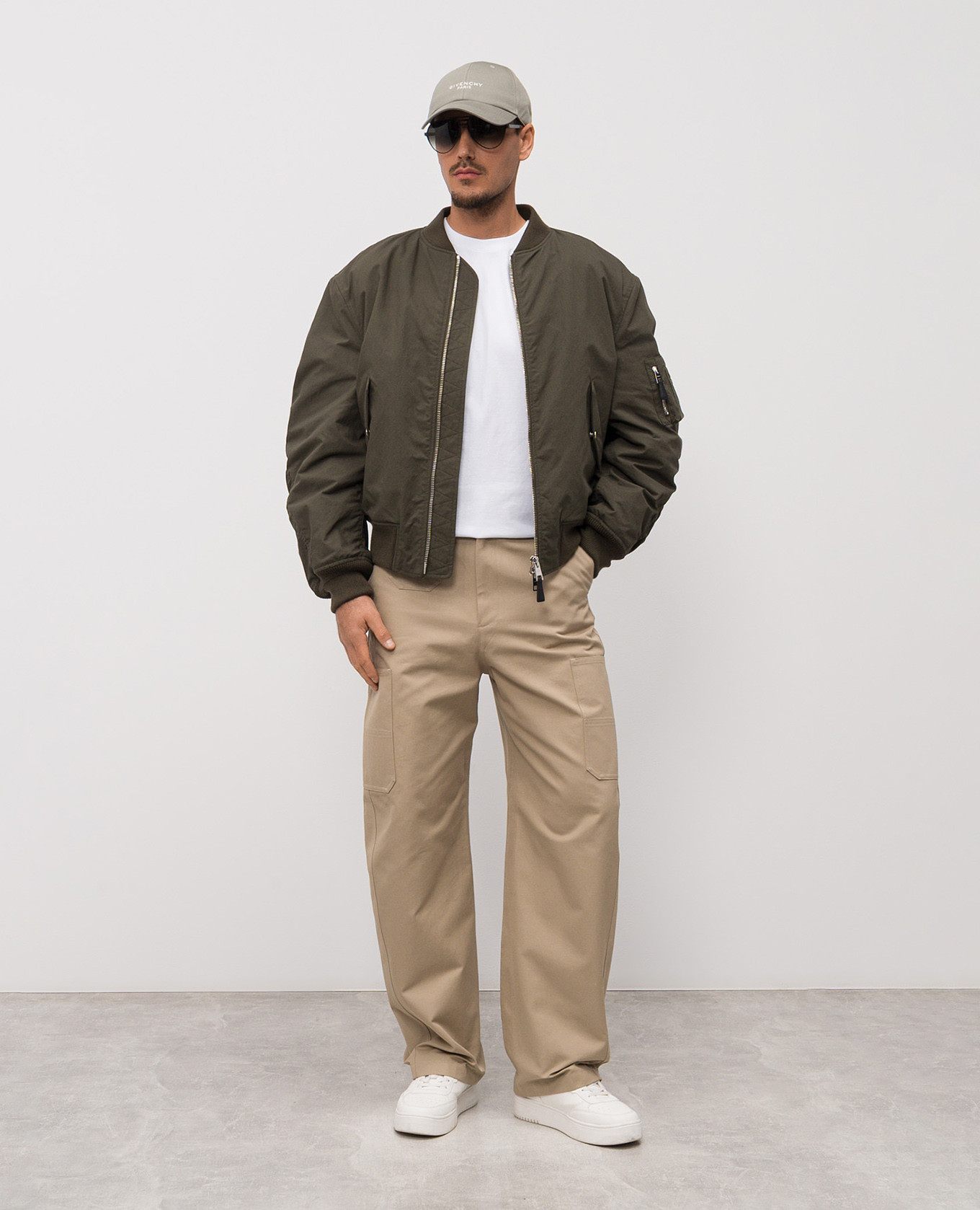 

Khaki bomber jacket with logo print Givenchy