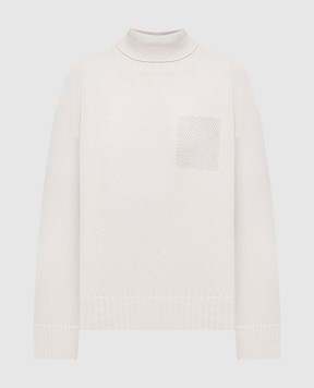 Peserico Ivory wool, silk and cashmere sweater with monil chain A99231F07B9283