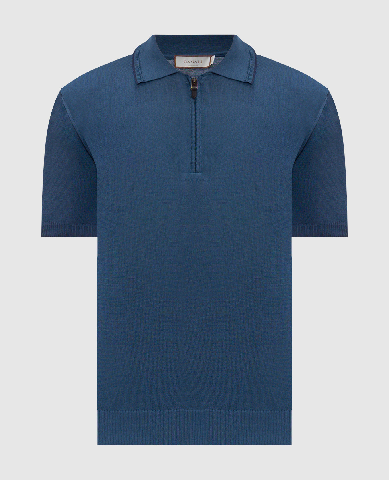 Blue polo with zipper