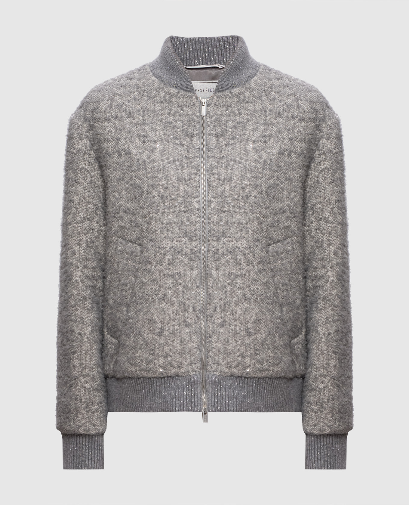 Grey wool bomber jacket with sequins