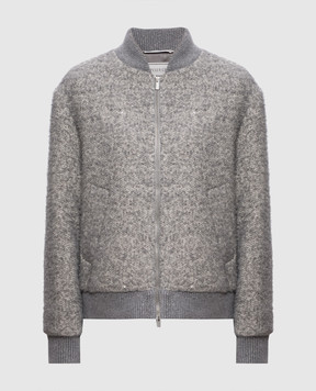 Peserico Grey wool bomber jacket with sequins A21103A7733