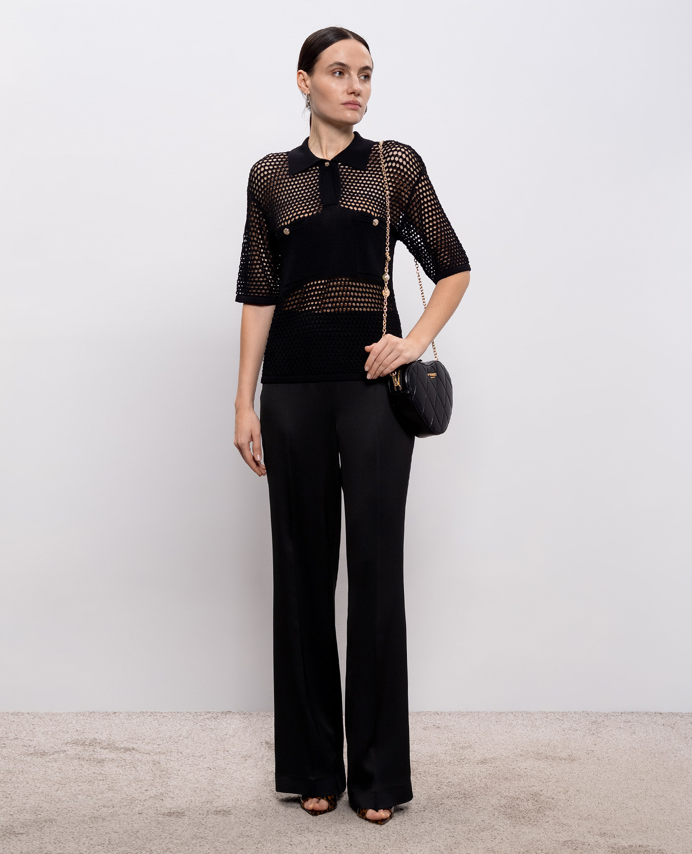 

Black openwork polo Twinset