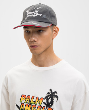 Palm Angels Gray cap with print PMLB104S26FAB006