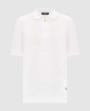 Stefano Ricci White polo shirt with patterned silk K818105P31F26171