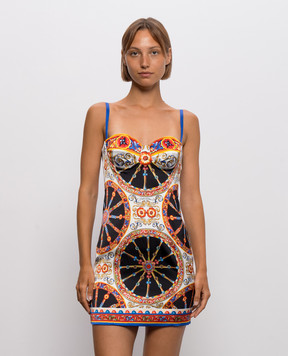 Dolce&Gabbana Bustier dress in branded print F617YTGDDT8