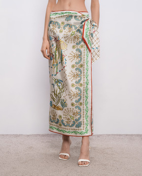 MANTERO 1902 Dorothy ivory printed silk pareo 1049F2811T0880D
