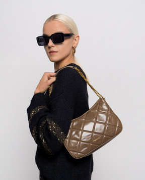Twinset Liliane brown glossy leather bag 262TD8151