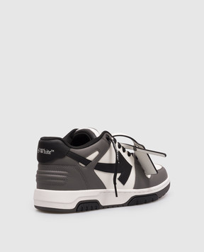 Off-White Out Of Office grey leather sneakers with logo OMIA189C99LEA013