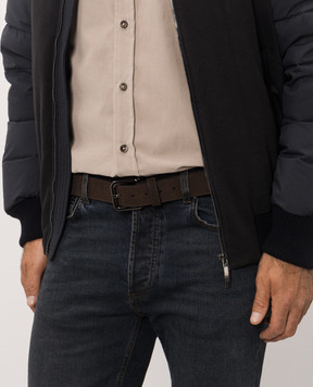 Peserico Dark brown suede belt with logo engraving R72040C0CC930