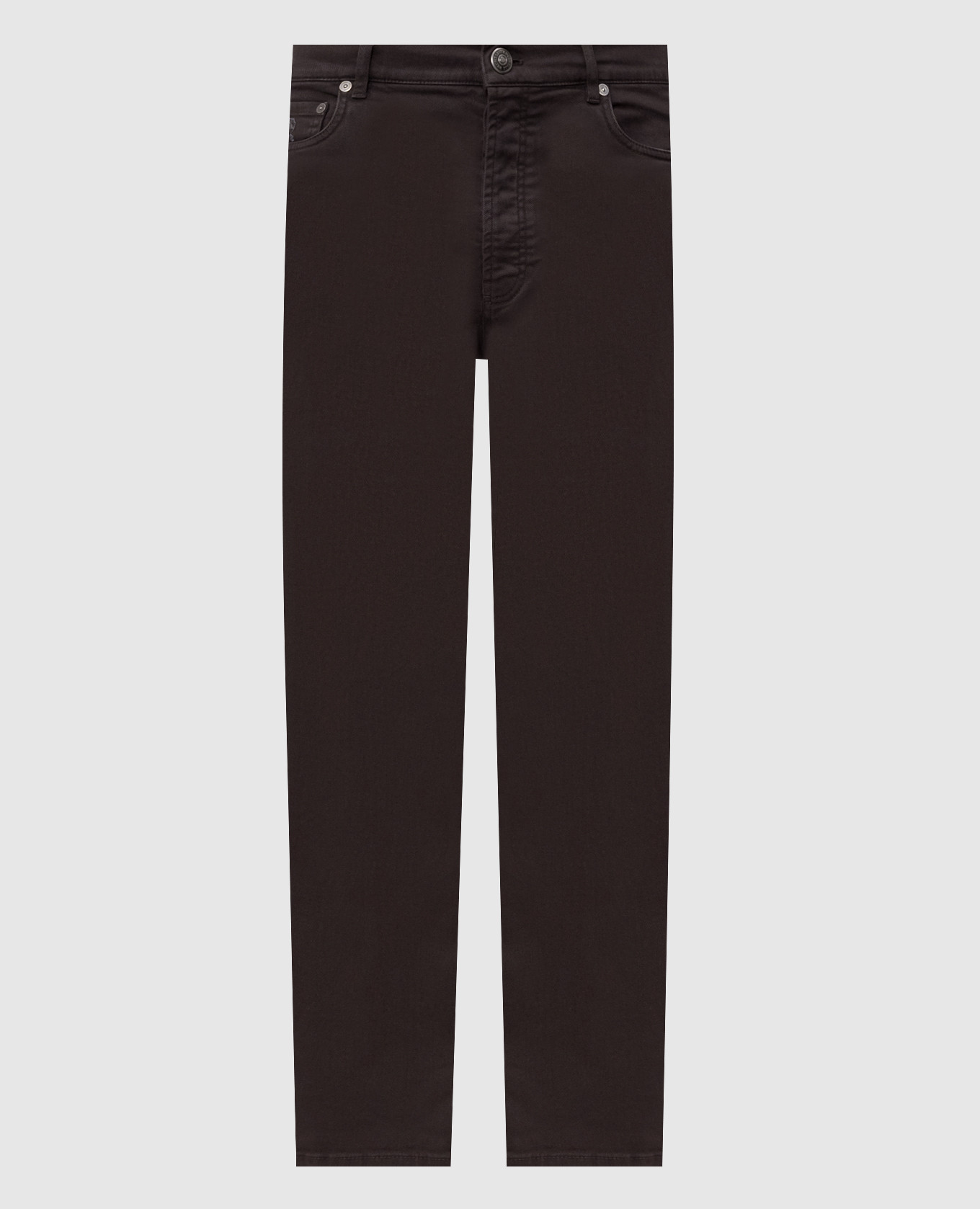 Brown jeans with a patch