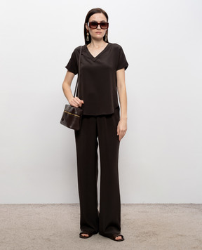 Kiton Brown silk T-shirt D47454K0977A