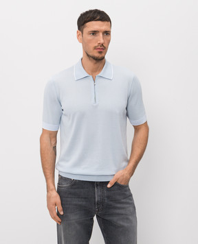 Peserico Blue polo with zipper R59478F149173N