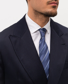 Brunello Cucinelli Blue striped silk tie MR8450018