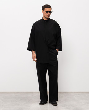 Fear of God Mandarin Relaxed Black Shirt with Wool FG9M60606OXF