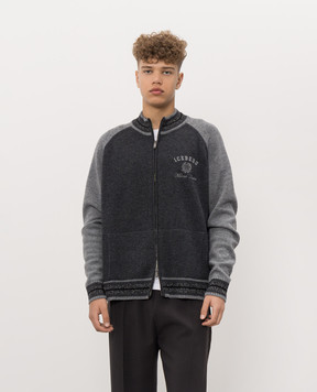 Iceberg Grey wool cardigan with logo embroidery A0099004