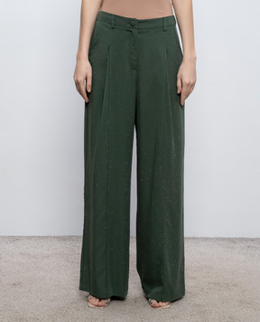 Twinset Green pants with crystals 261LL2PDD