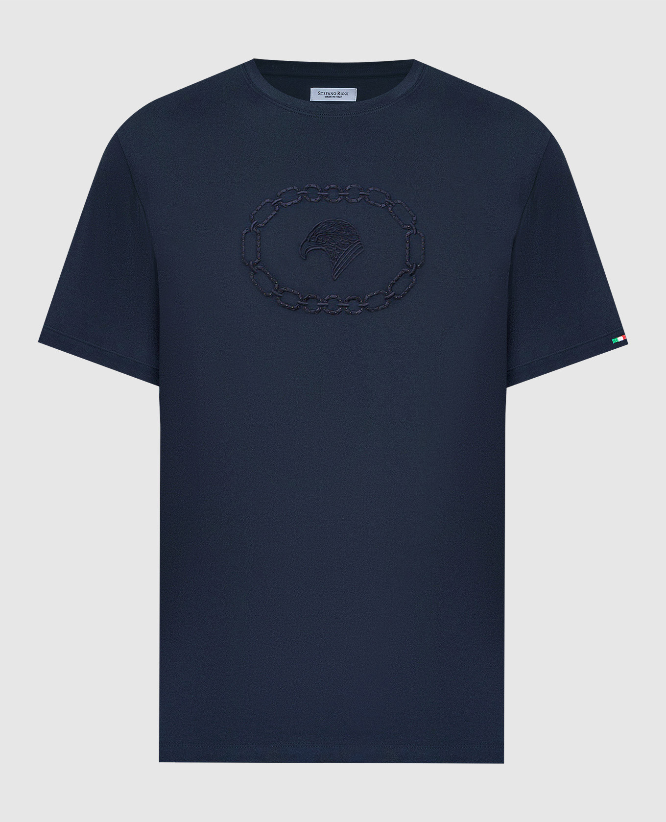 Blue T-shirt with embroidered emblem