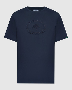 Stefano Ricci Blue T-shirt with embroidered emblem MNH6104970803