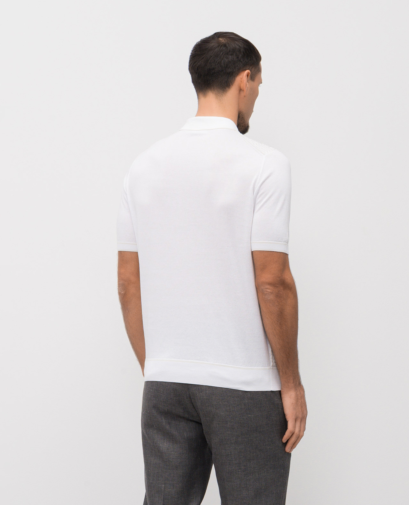 

White polo shirt with patterned silk Stefano Ricci